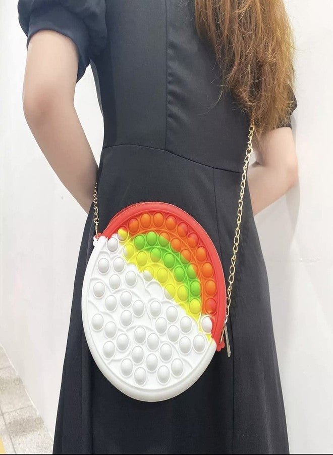 CLAPONE Kids' Crossbody Pop It Bag - Fidget Toy Shoulder Purse for Girls, Stress Relief, Multi-Color Design (Multicolor, COIN SHAPE BAG POP IT) - Image 3